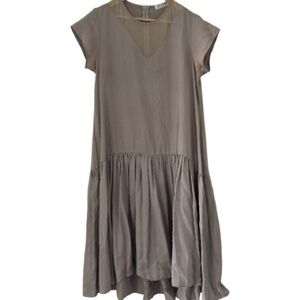 ClothÉ Taupe Drop Waist Dress with Sheer Mesh Detail Sz M